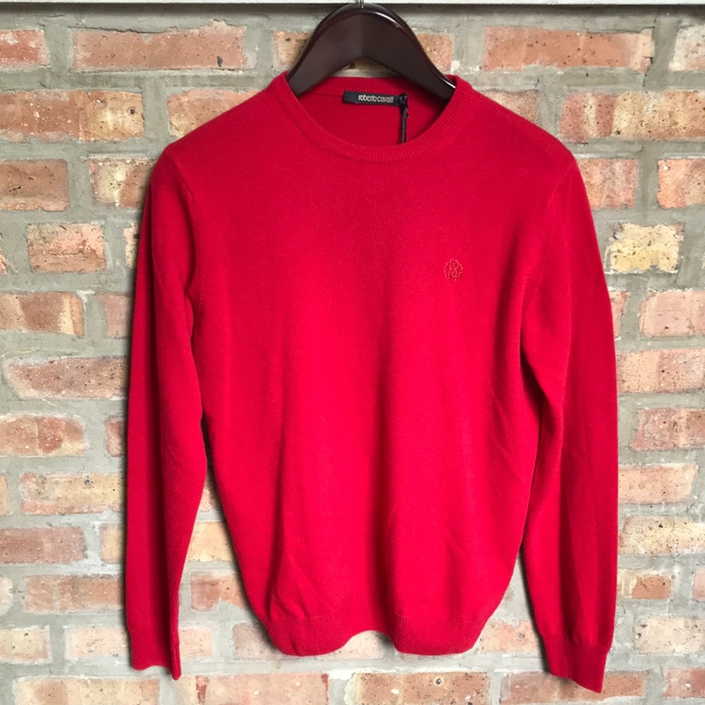 Roberto Cavalli cashmere wool blend crewneck sweater.